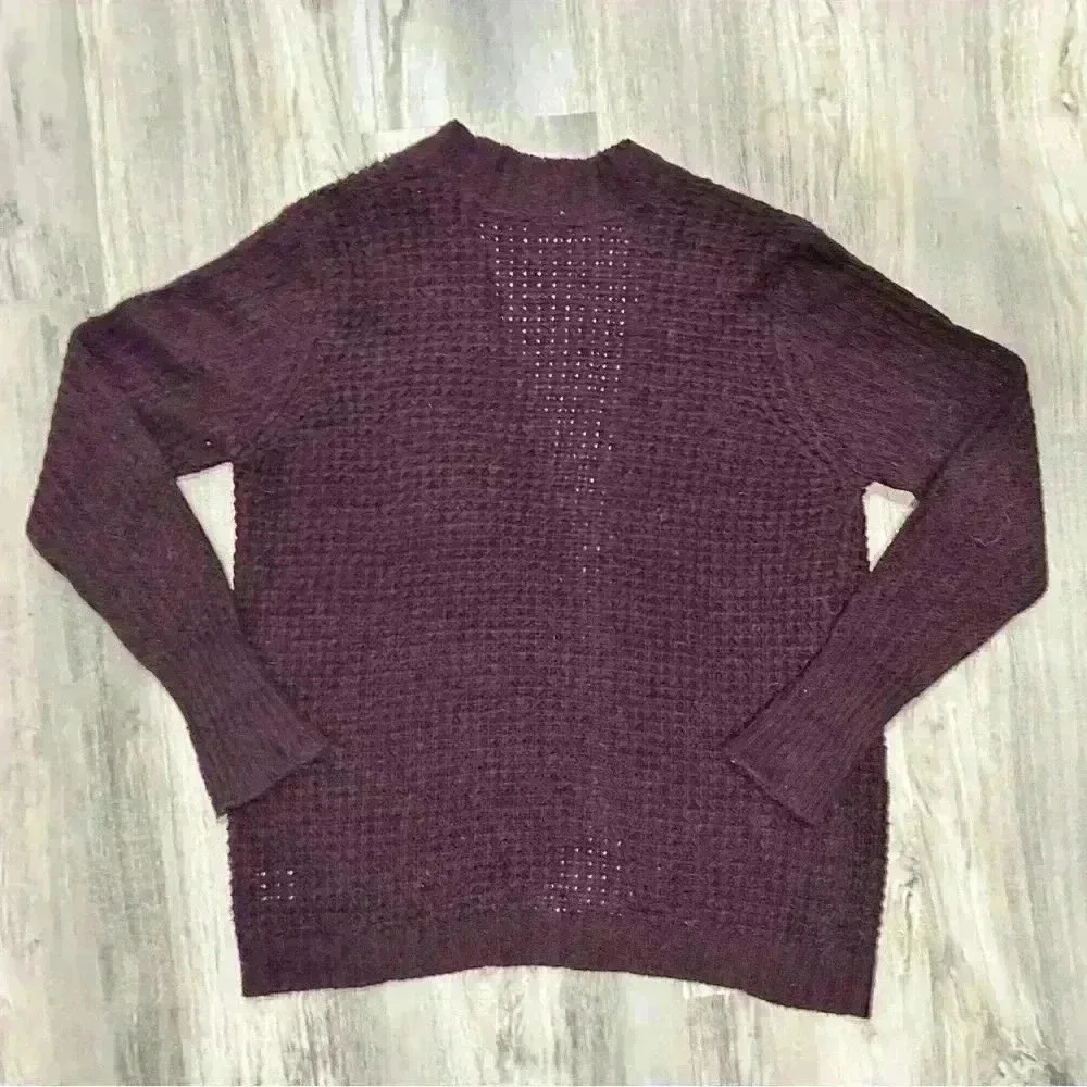 Stitch Fix RD Style Chunky Knit Open Cardigan Sweater Pockets Burgundy Size L